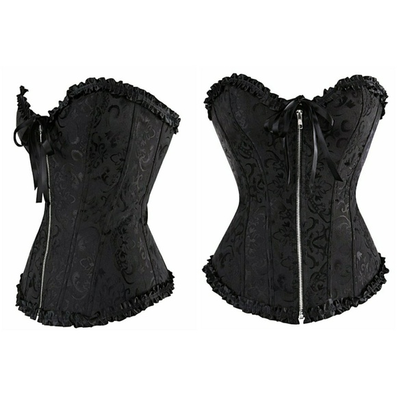 black zip up corset
